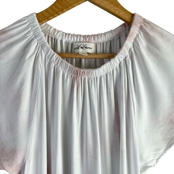 Anthropologie Cloth & Stone Pink Tie-Dye Cap Sleeve Relaxed Fit Ecovero Top, M - Picture 3 of 10